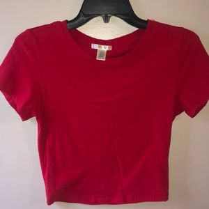 Plain red large crop top